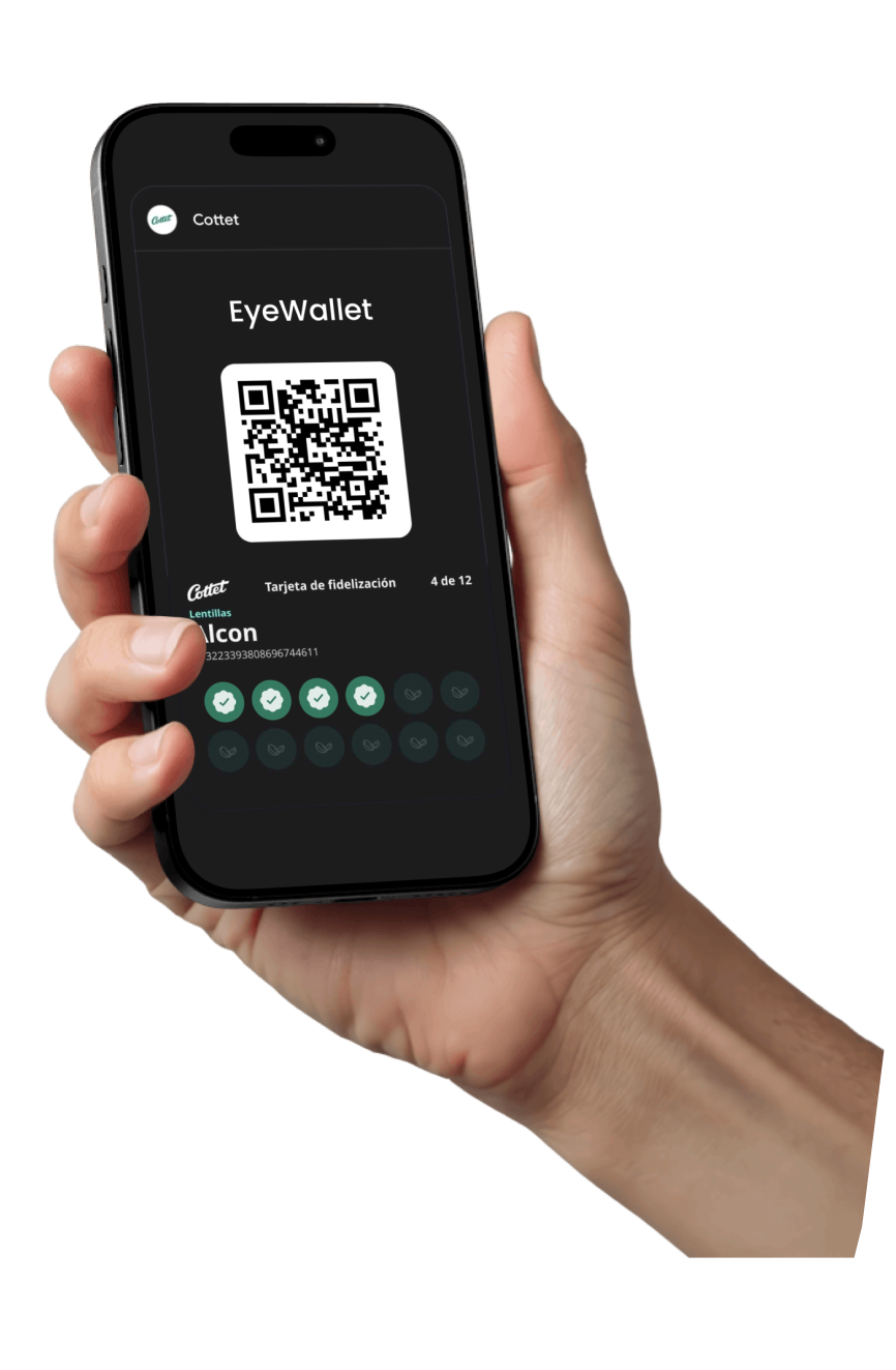 User holding phone with wallet on the screen